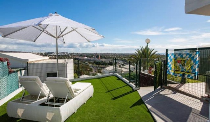 bungalow con gran terraza con vistas